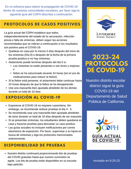 2023-24 LVJUSD COVID Protocols- Spanish- Click below to print